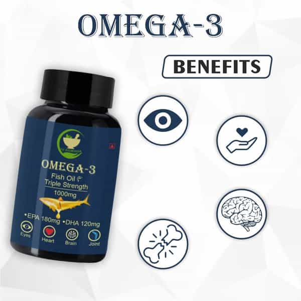 Fij Ayurveda Triple Strength Omega 3 Fish Oil - 1000Mg - 60 Capsules (Pack Of 2)