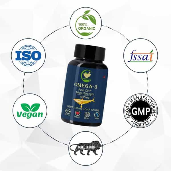 Fij Ayurveda Triple Strength Omega 3 Fish Oil - 1000Mg - 60 Capsules (Pack Of 2)