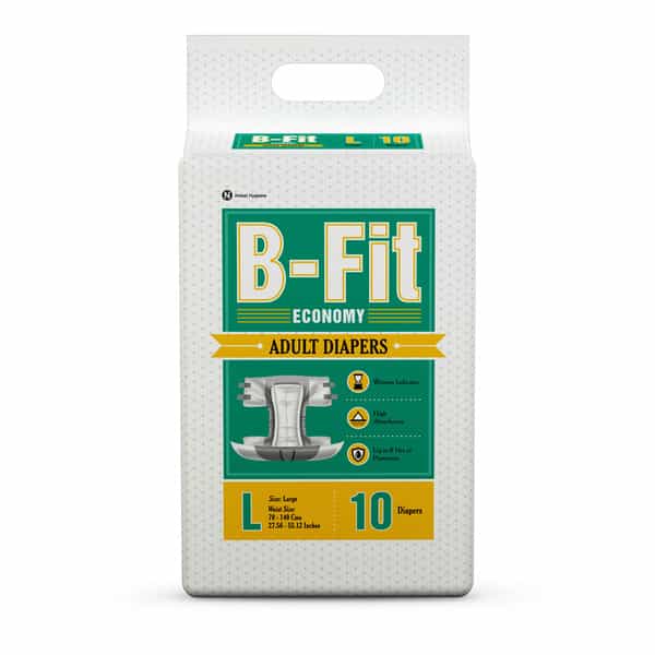 B-Fit Economy Tape Style Large Size (83-152Cm) 10 Adult Diapers