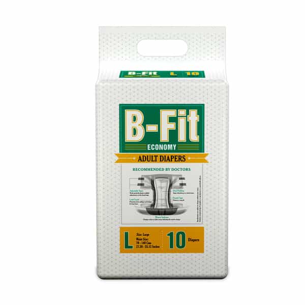 B-Fit Economy Tape Style Large Size (83-152Cm) 10 Adult Diapers