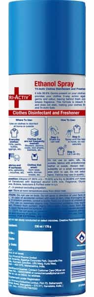 Tri-Activ Clothes Disinfectant And Freshener | 70% Alcohol Based - 230 Ml