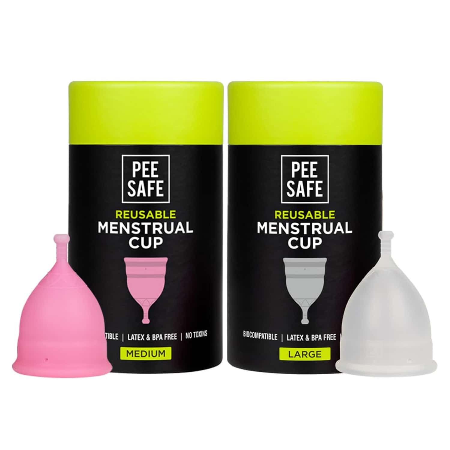 Pee Safe Menstrual Cup Medium + Large | Reusable Cups