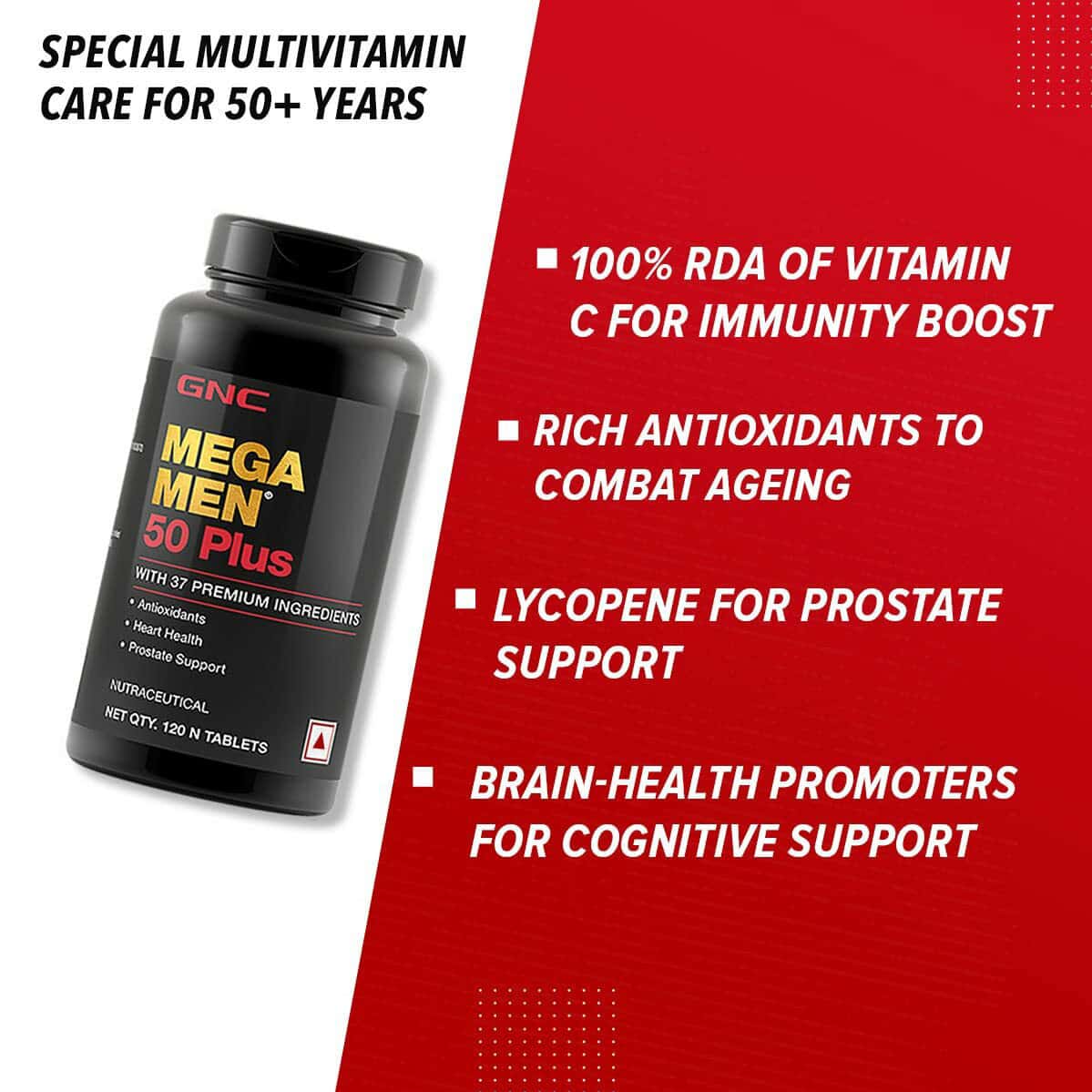 Buy GNC MEGA MEN 50 PLUS MULTIVITAMIN PROMOTES PROSTATE HEALTH 37