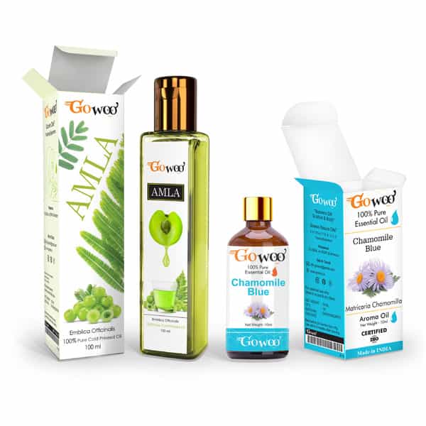 Pack Of 2 Chamomile Blue Essential Oil And Amla Carrier Oil - 100% Pure & Natural Oil