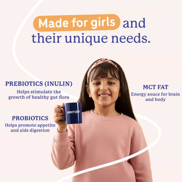 Gritzo Supermilk Weight+ (7-9Y Girls)| Double Chocolate| 400G | 7G Protein Powder