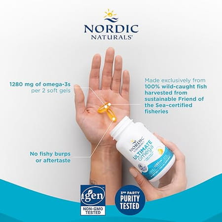 Nordic Naturals Ultimate Omega 3 Fish Oil 60 Softgels 1280 Mg Omega 3 Fatty Acids With Epa & Dha