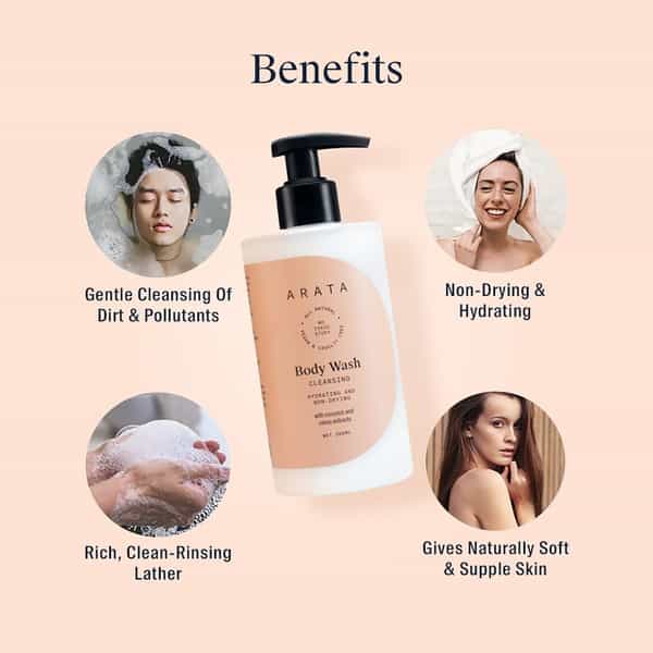 Arata Natural Hydrating & Non-Drying Body Wash With Coconut & Citrus Extracts(300 Ml)