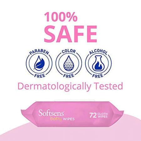 Softsens Baby Extra Moisturizing Skin Care Wet Wipes - 72 Pieces (Pack Of 5)