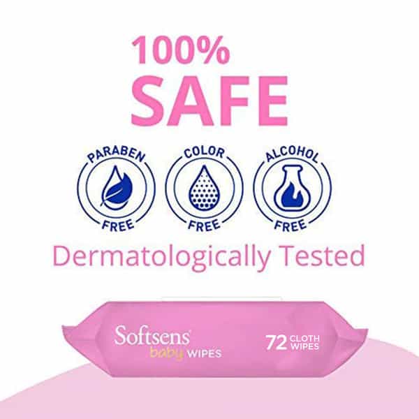 Softsens Baby Extra Moisturizing Skin Care Wet Wipes - 72 Pieces (Pack Of 5)