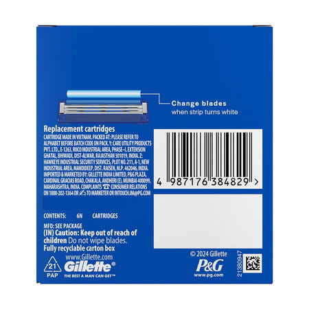 Gillette Mach Turbo 3 Shaving Blades Pack Of 6