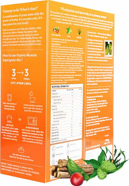 Kapiva Masala Supergrain Mix 380G | 3 Ayurvedic Herbs & 4 Supergrains For Energy Boost|Instant Meal