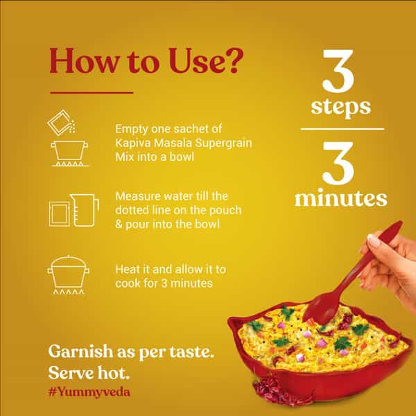 Kapiva Masala Supergrain Mix 380G | 3 Ayurvedic Herbs & 4 Supergrains For Energy Boost|Instant Meal