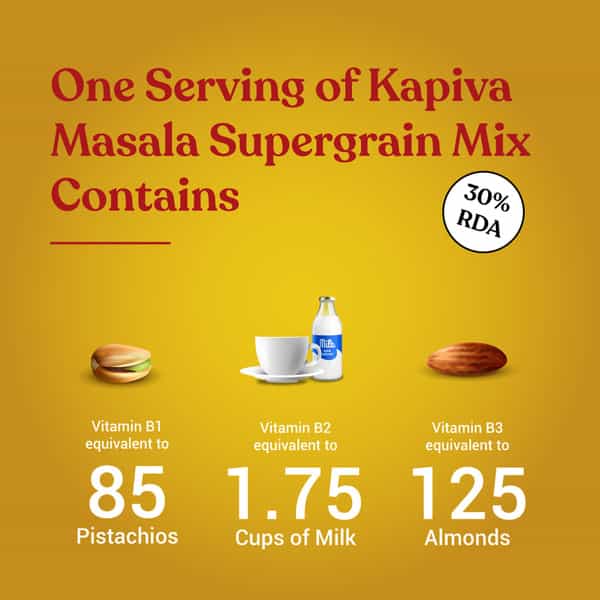 Kapiva Masala Supergrain Mix 380G | 3 Ayurvedic Herbs & 4 Supergrains For Energy Boost|Instant Meal
