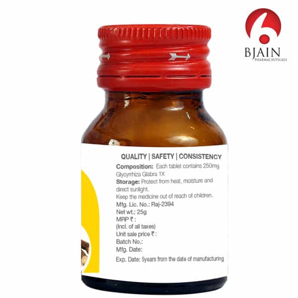 Bjain Glycyrrhiza Glabra 1 X Tablet For Respiratory & Digestive Health - 25Gm