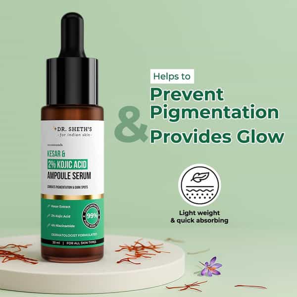 Dr. Sheth's Kesar & 2% Kojic Acid Ampoule Serum - 30Ml