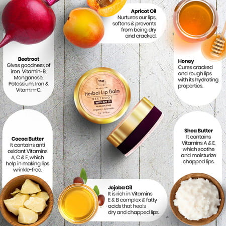 Tnw-The Natural Wash Herbal Beetroot Lip Balm An Ayurvedic Balm For Soft And Supple Lips - 5 Gm