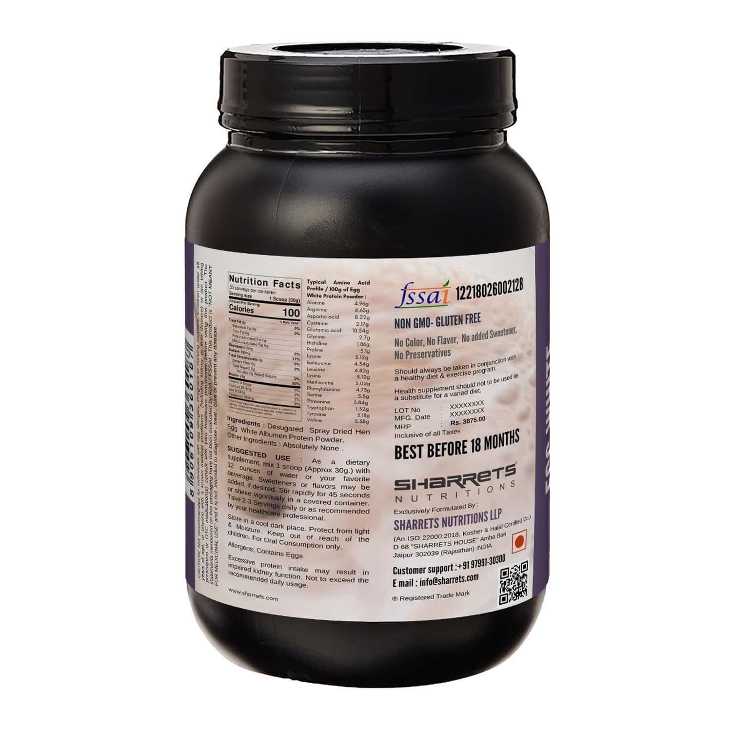 Buy SHARRETS EGG WHITE ALBUMEN PROTEIN POWDER, UNFLAVORED LACTOSE