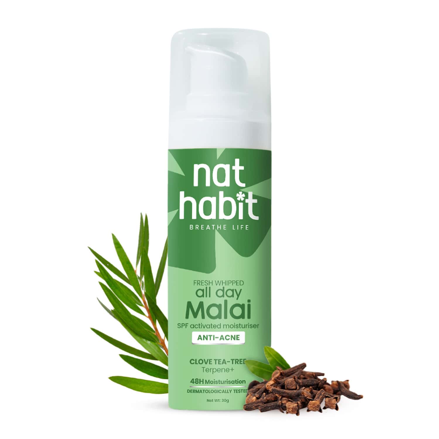 Nat Habit Clove Tea-Tree Terpene+ Light Moisturizer | Anti Acne Face Cream | Non Sticky - 30g