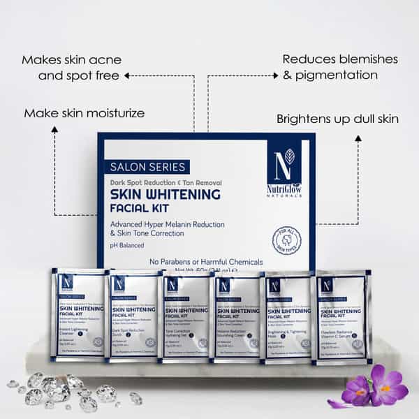 Nutriglow Natural's Advanced Pro Formula 4 Set Gold Kesar & Skin Whitening Facial Kit (60 Gm) Each