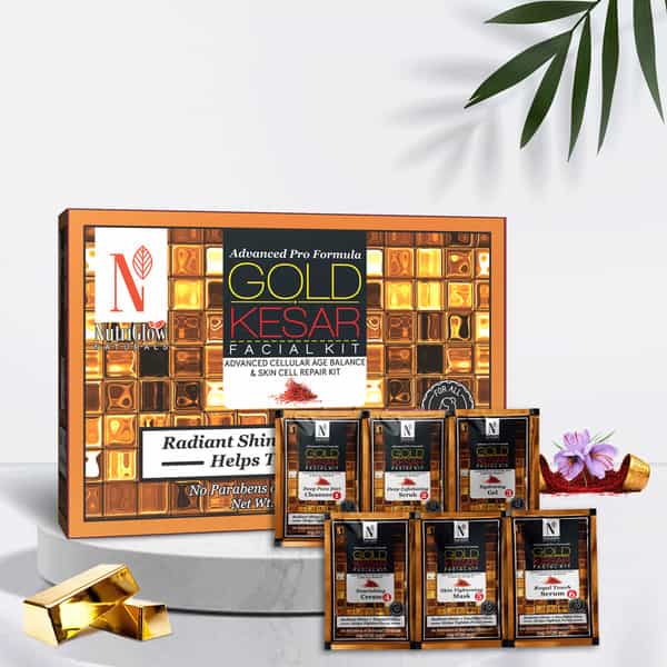 Nutriglow Natural's Advanced Pro Formula 4 Set Gold Kesar & Skin Whitening Facial Kit (60 Gm) Each