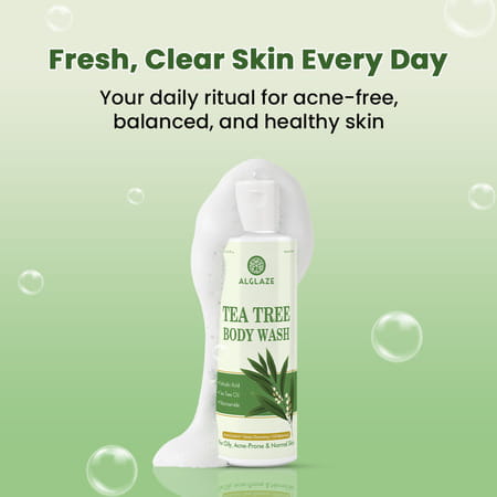 Alglaze Tea Tree Body Wash | Oil Balancing | Salicylic Acid Tea Tree Oil & Niacinamide | 200Ml