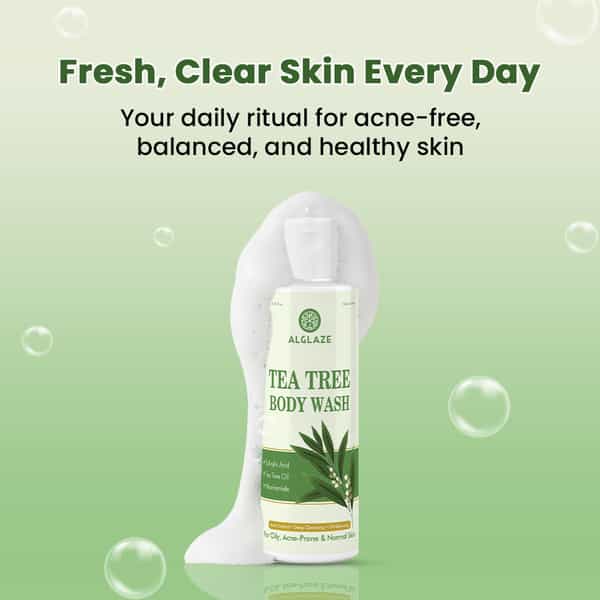 Alglaze Tea Tree Body Wash | Oil Balancing | Salicylic Acid Tea Tree Oil & Niacinamide | 200Ml