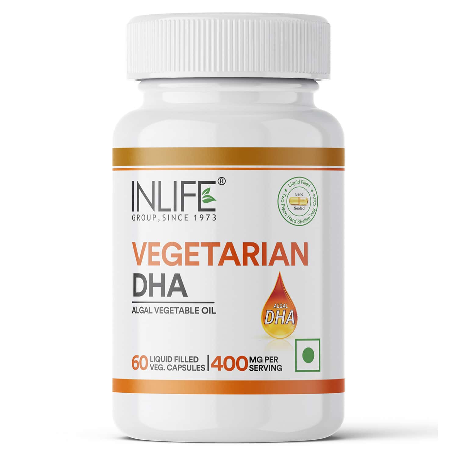 Inlife Plant Based Vegan Omega 3 Dha Supplement Algal Oil 400 Mg - 60 Vegetarian Capsules