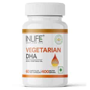 Inlife Plant Based Vegan Omega 3 Dha Supplement Algal Oil 400 Mg - 60 Vegetarian Capsules
