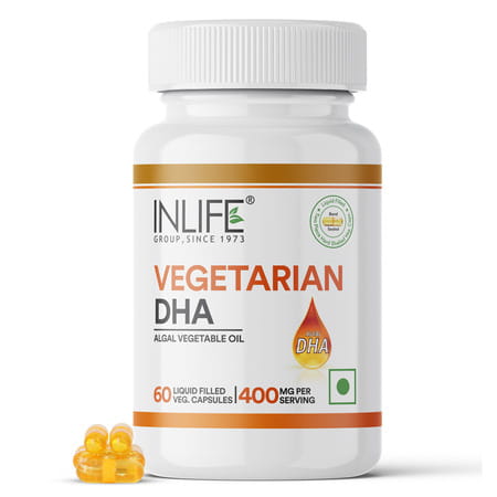 Inlife Plant Based Vegan Omega 3 Dha Supplement Algal Oil 400 Mg - 60 Vegetarian Capsules