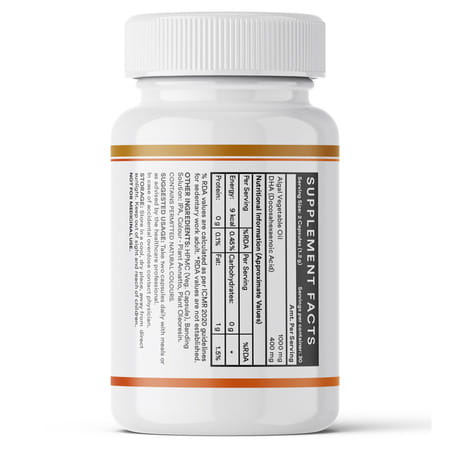 Inlife Plant Based Vegan Omega 3 Dha Supplement Algal Oil 400 Mg - 60 Vegetarian Capsules