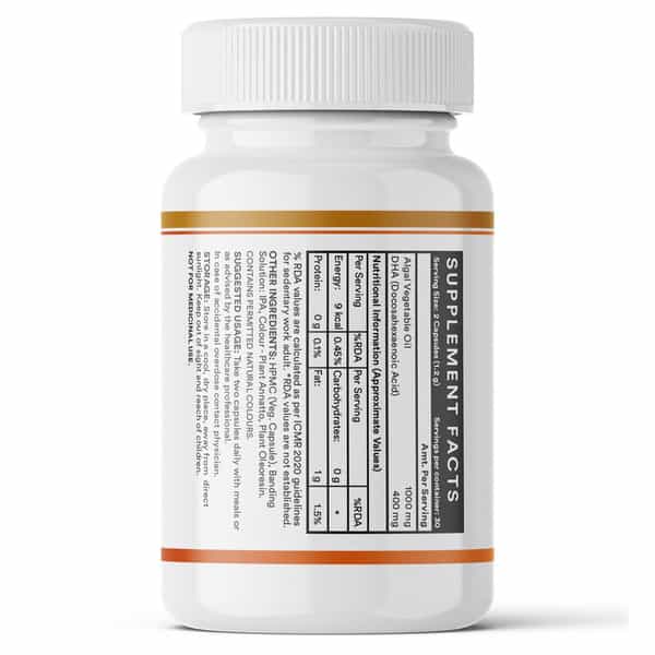 Inlife Plant Based Vegan Omega 3 Dha Supplement Algal Oil 400 Mg - 60 Vegetarian Capsules