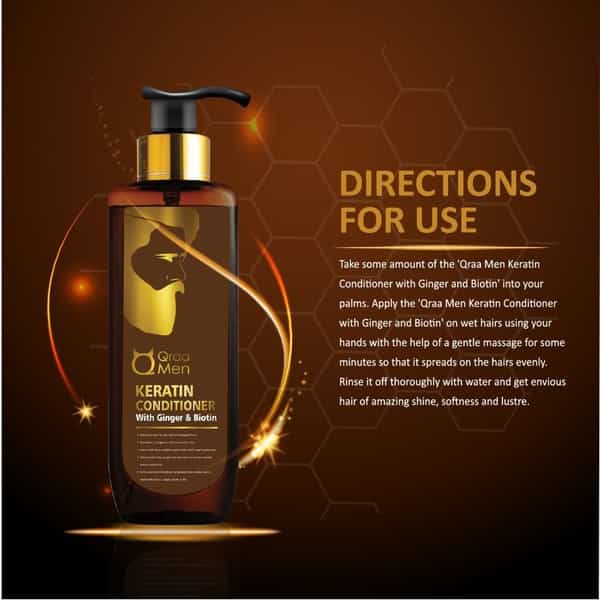 Qraa Men Keratin Conditioner With Ginger And Biotin For Dry And Damaged Hair - 200 Ml