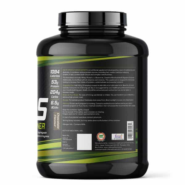 Inlife Muscle Mass Gainer With Whey Protein Powder Body Building Supplement (Chocolate 3 Kg)