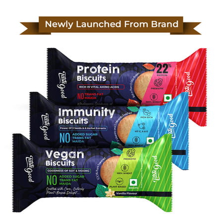 Taste Good Protein Biscuits | Almond Flavour | 22% Plant & Milk Protein | 10x75gm