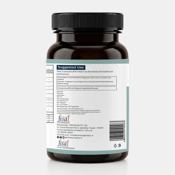 Miduty Smart Aging Trans-Resveratrol 99% Anti-Aging Formula | Skin & Wrinkle Support | 60 Capsules