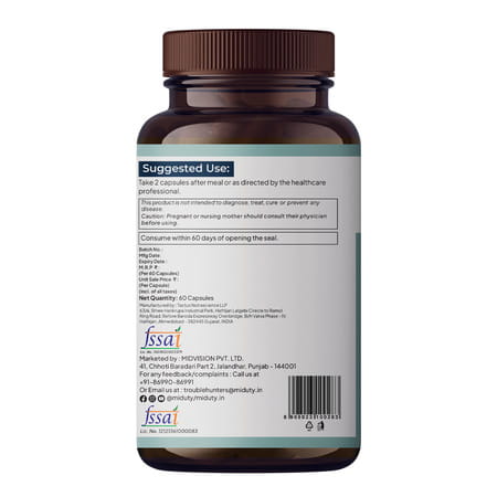 Miduty Stop Aging-Trans Resveratrol 99% Supplement-Green Tea-Quercetin-Bp-Anti Aging - 60 Capsules