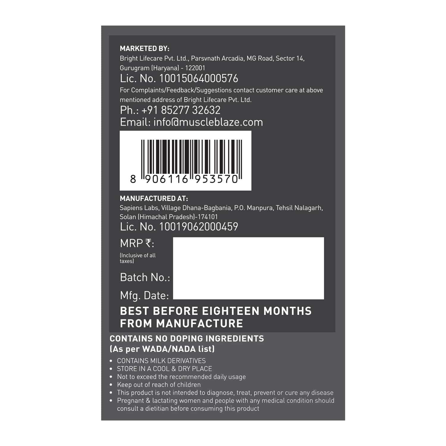 Buy MUSCLEBLAZE BIOZYME PERFORMANCE WHEY PROTEIN, LABDOOR USA CERTIFIED