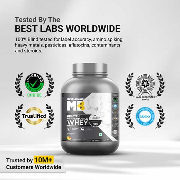 Muscleblaze Biozyme Performance Whey Protein | Magical Mango | 2Kg| 25G Protein Per Scoop