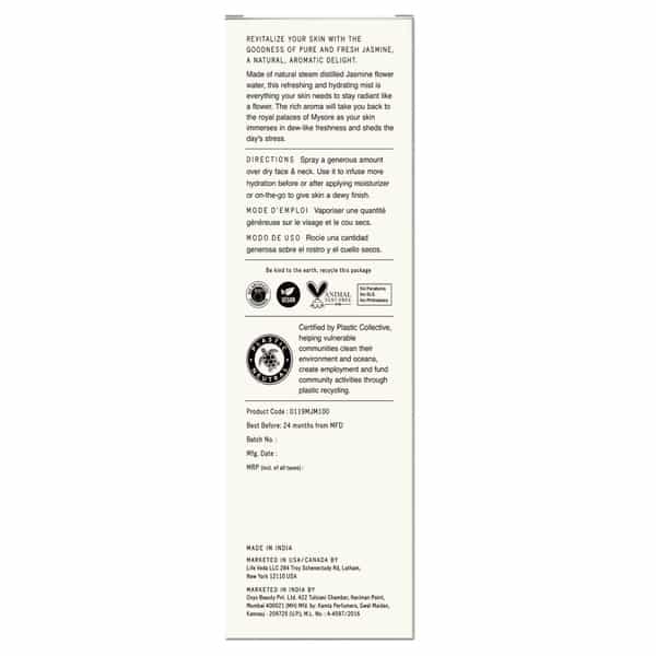 Nourish Manta Mysore Jasmine Face Mist -100Ml