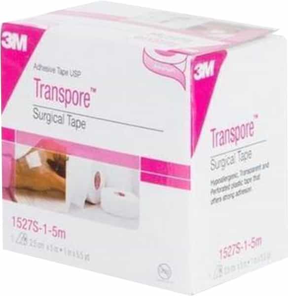 3M Transpore Surgical Tape 1527S-1-5M 12 Rolls
