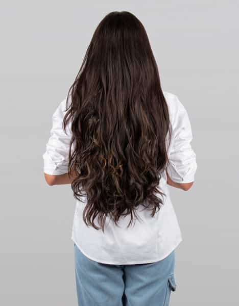 Streak Street Clip-In 24" Full-Wavy Dark Brown Hair Extensions With Golden Highights