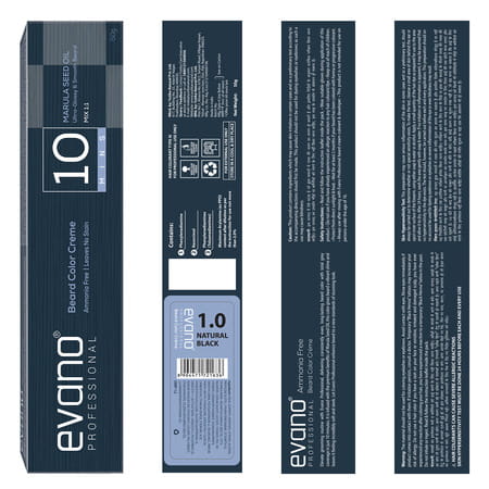 Evano Professional Beard Colour Natural Black 50g | Ammonia Free | 100% Grey Coverage In 10 Minutes