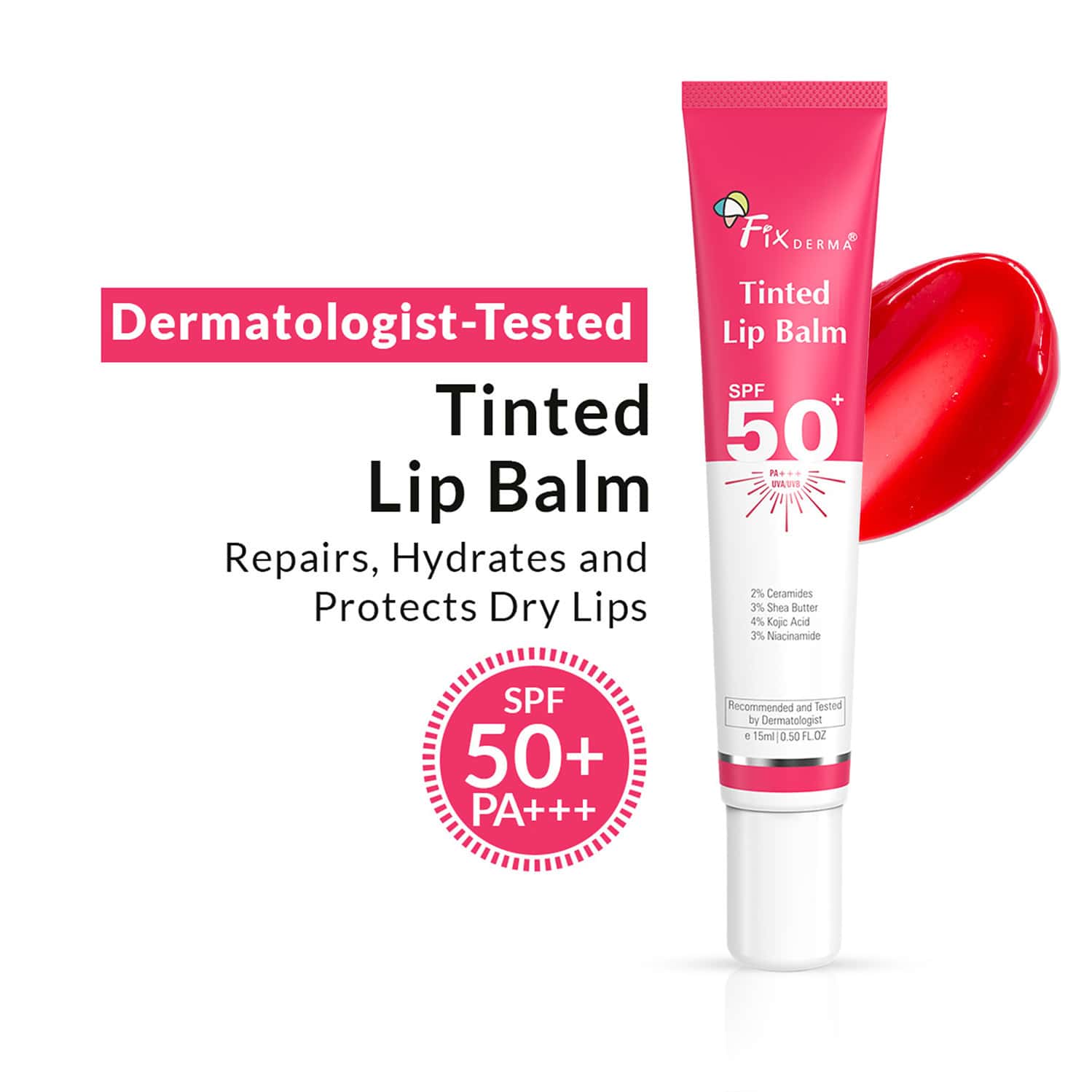 Fixderma Tinted Lip Balm Spf 50 Lip Shield Pa+++ Lip Balm Prevents Pigmentation & Sun Damage 15 Ml