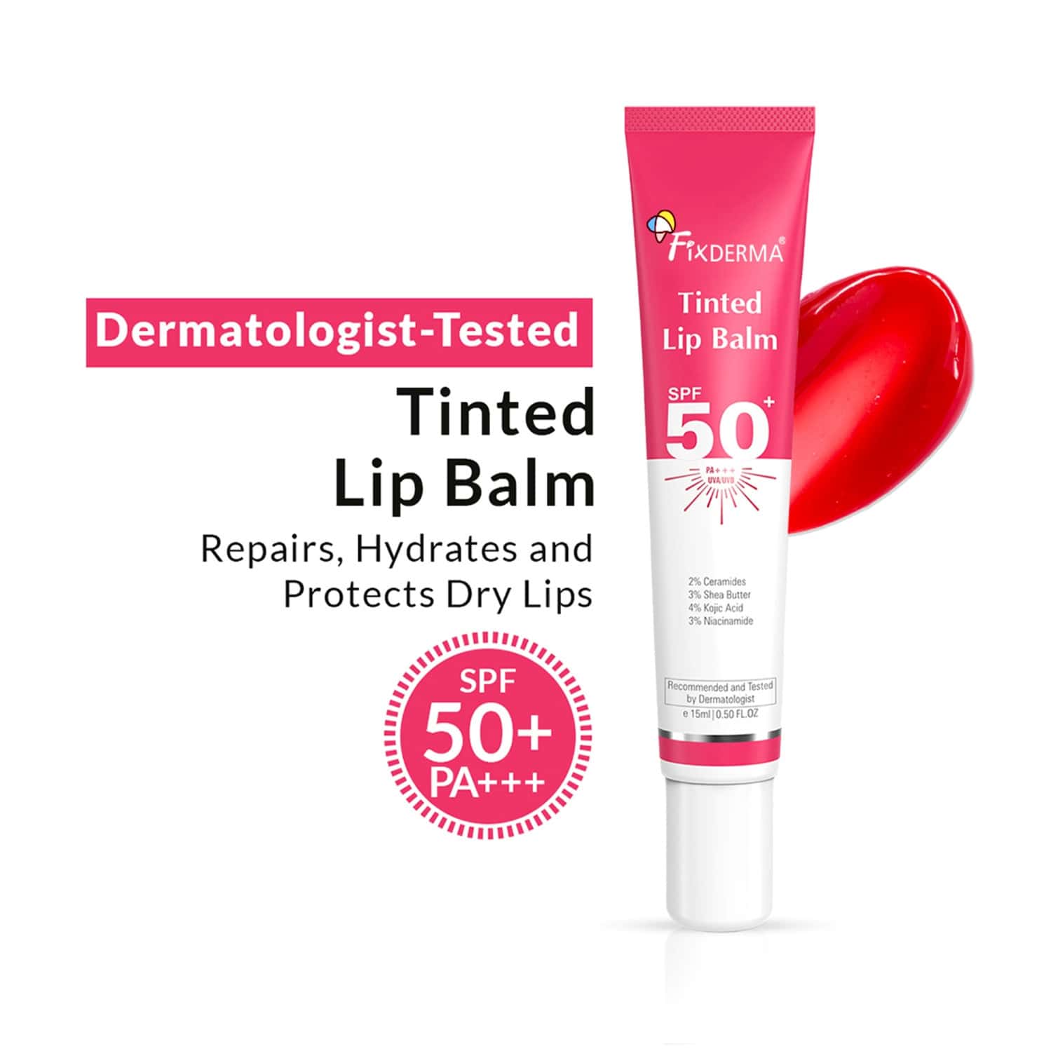 Fixderma Tinted Lip Balm Spf 50 Lip Shield Pa+++ Lip Balm Prevents Pigmentation & Sun Damage 15 Ml