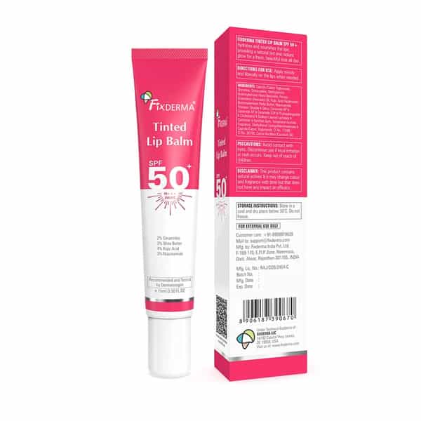 Fixderma Tinted Lip Balm Spf 50 Lip Shield Pa+++ Lip Balm Prevents Pigmentation & Sun Damage 15 Ml