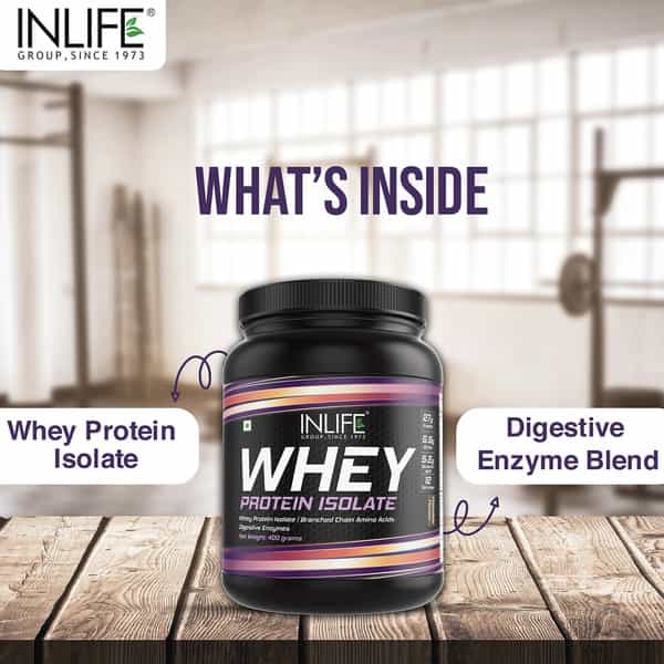 Inlife 100% Isolate Whey Protein Powder Supplement 27 Grams Protein Per Serving (Chocolate 400 Gm)