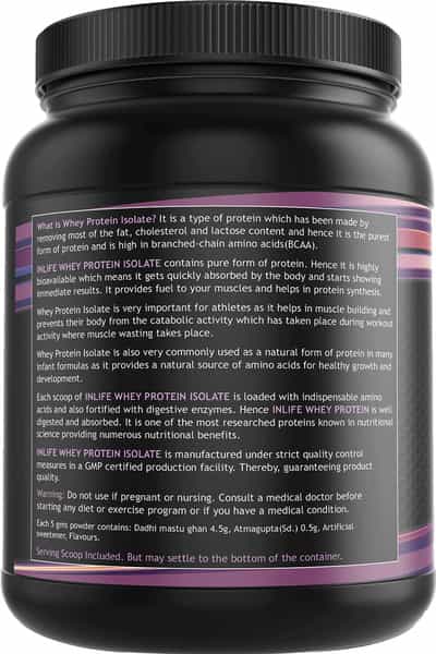 Inlife 100% Isolate Whey Protein Powder Supplement 27 Grams Protein Per Serving (Chocolate 400 Gm)