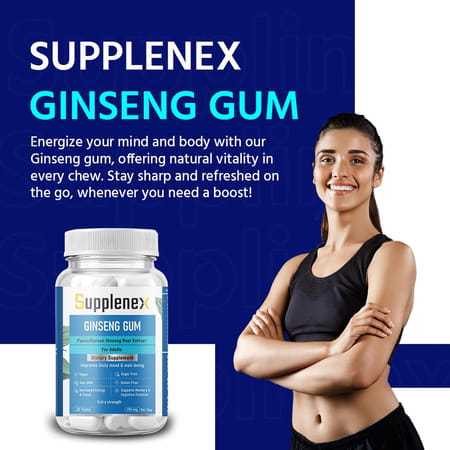 Supplenex Ginseng Gum Panax/Korean Ginseng Root Extract | 150mg | Energy | Vitality & Strength | 30n