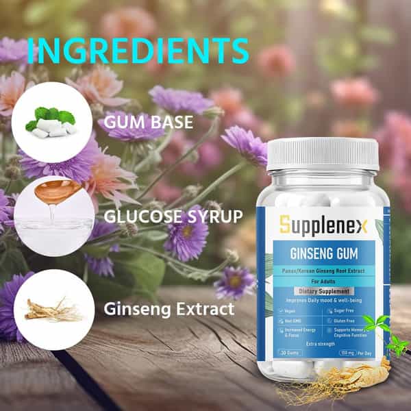 Supplenex Ginseng Gum Panax/Korean Ginseng Root Extract | 150Mg | Energy | Vitality & Strength | 30N