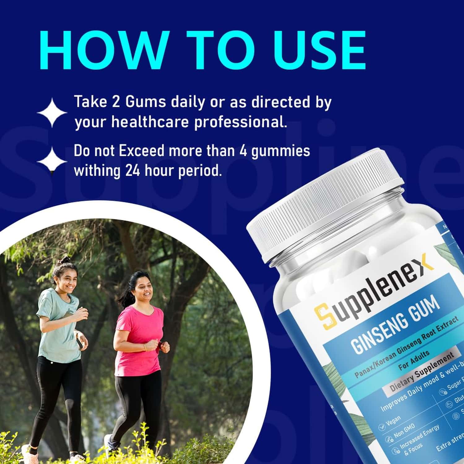 Buy SUPPLENEX GINSENG GUM PANAX/KOREAN GINSENG ROOT EXTRACT